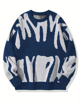 Sweatshirt Herren Rundhals | Warm & Modernes Muster – Blau