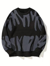 Sweatshirt Herren Rundhals | Warm & Modernes Muster – Dunkelgrau