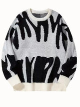 Sweatshirt Herren Rundhals | Warm & Modernes Muster – Weiß