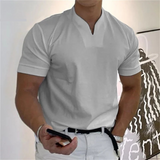 T-Shirt Herren | Slim Fit mit V-Ausschnitt & cleaner Uni-Optik – Grau