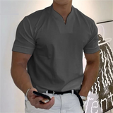 T-Shirt Herren | Slim Fit mit V-Ausschnitt & cleaner Uni-Optik – Dunkelgrau