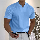 T-Shirt Herren | Slim Fit mit V-Ausschnitt & cleaner Uni-Optik – Blau