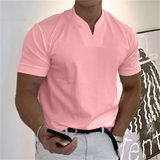 T-Shirt Herren | Slim Fit mit V-Ausschnitt & cleaner Uni-Optik – Rosa