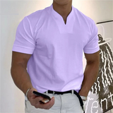 T-Shirt Herren | Slim Fit mit V-Ausschnitt & cleaner Uni-Optik – Lila