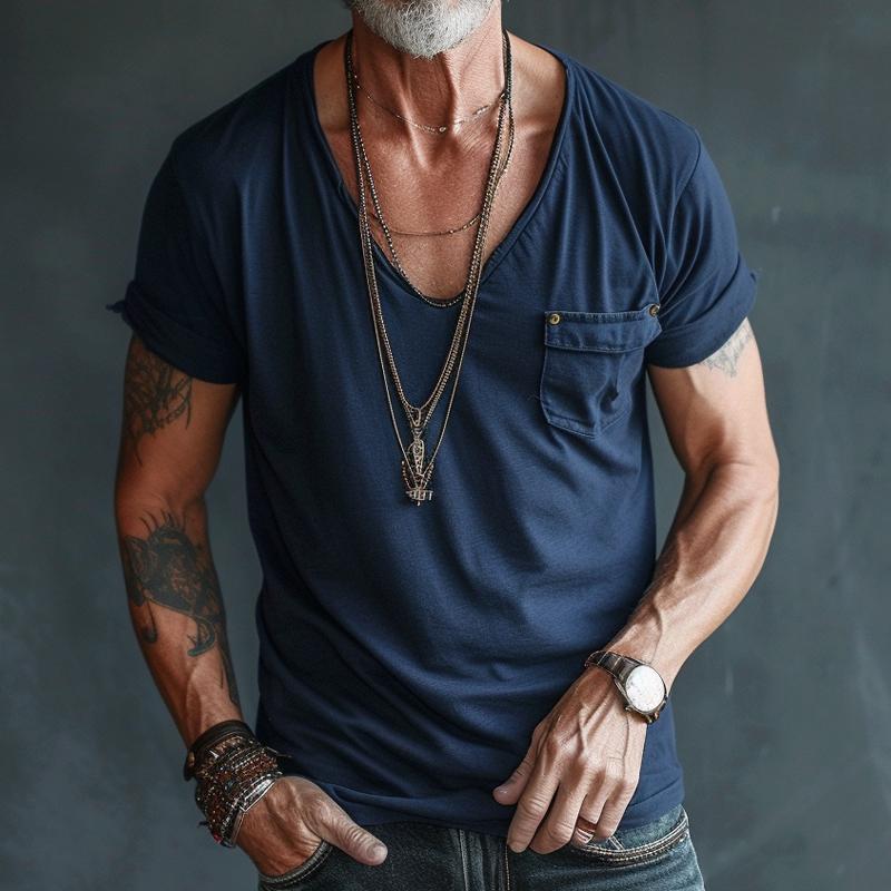 T-Shirt – Leicht – Normale Passform – T-Shirt mit V-Ausschnitt – Herrenhemden