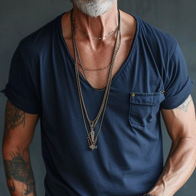 T-Shirt – Leicht – Normale Passform – T-Shirt mit V-Ausschnitt – Herrenhemden