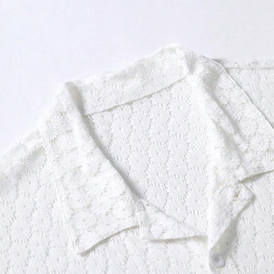 T-Shirt mit Knopfleiste | Durchsichtig | Mit Kragen | Kurzarm-Shirt | Herrenhemden