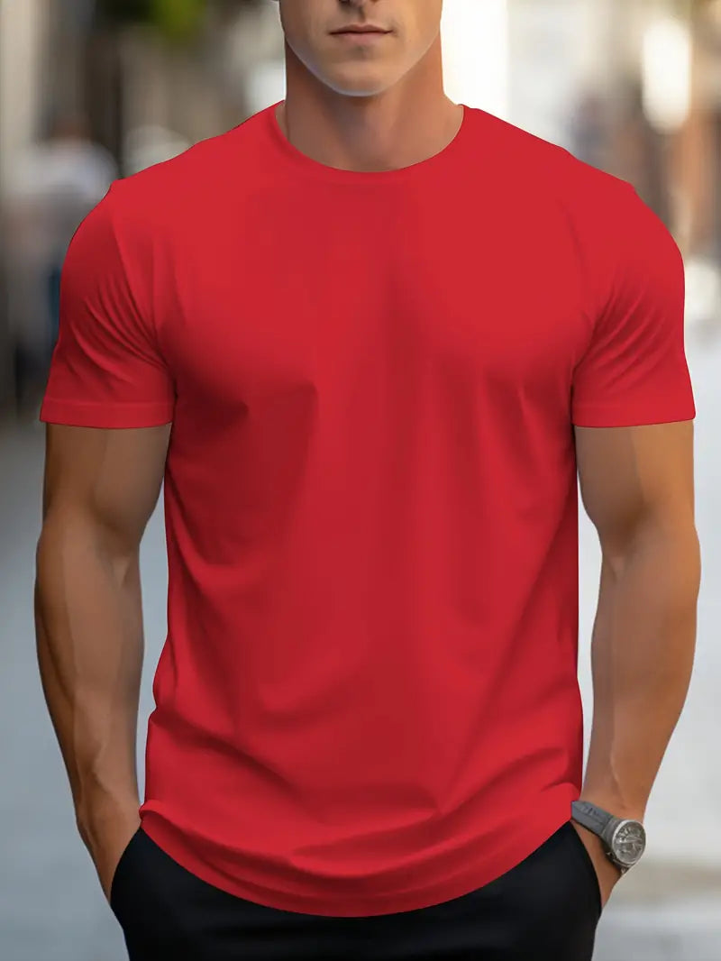T-Shirt – schlicht – Rundhalsausschnitt – Basic-T-Shirt – Herrenbekleidung