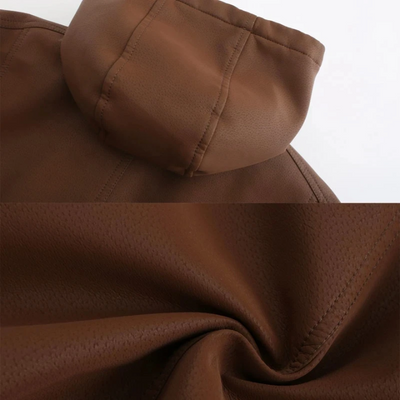 Robuste Herren Lederjacke mit Kapuze und praktischen Taschen