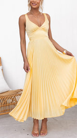 Damen Gelbes Partykleid Mit V Ausschnitt – GELB