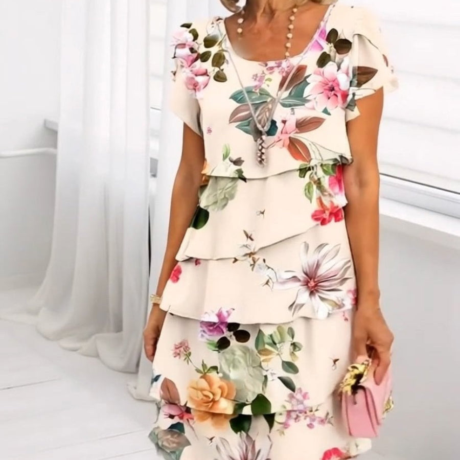 Kaskadenförmiges Sommer Blumenkleid
