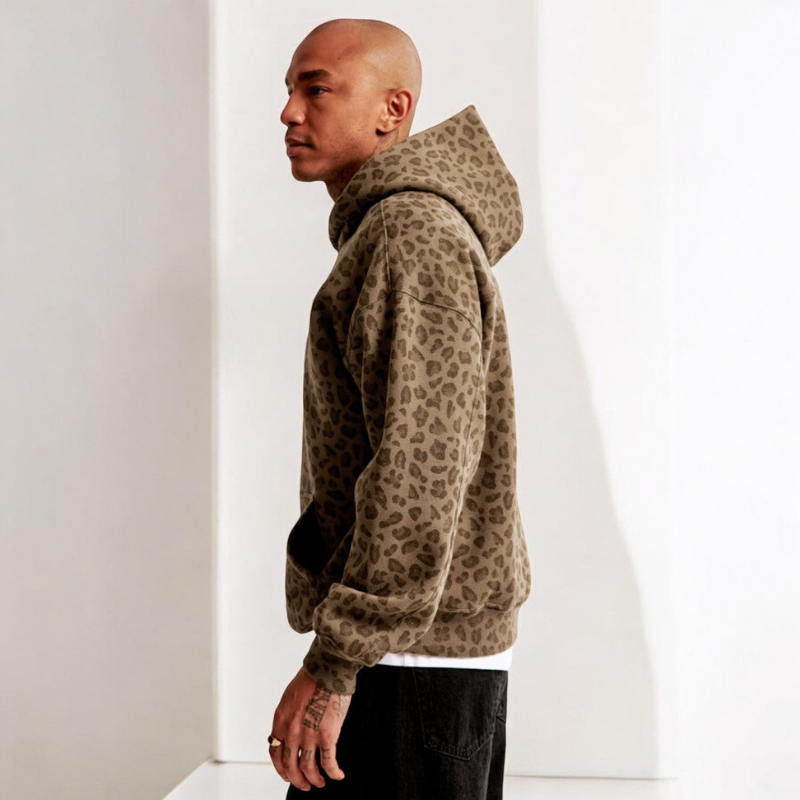 Herren Hoodie mit Leopardenmuster - Stylisch und Lässig für Streetwear