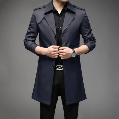 Eleganter Herren Trenchcoat – Klassischer Mantel mit Schulterdetails