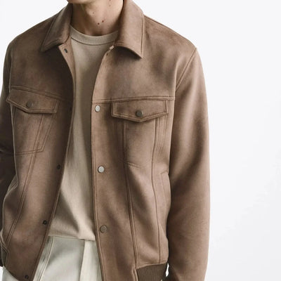 Herren Vintage Wildleder Jacke in Retro-Stil