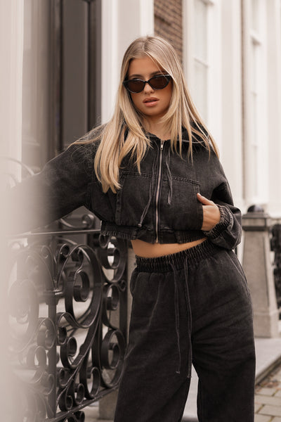 Jillian - Gekürzte Jeansjacke schwarz