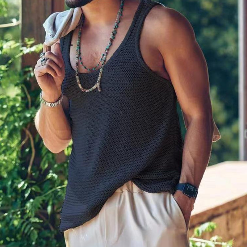 Tanktop – lässiges, locker sitzendes, ärmelloses Herren-Strick-Tanktop