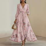 Lena | Damen Maxikleid elegant modern plissiert – Rosa