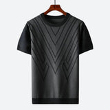 Texturierter Strick T-Shirt Herren | Struktur-Design & Atmungsaktiver Komfort – Schwarz