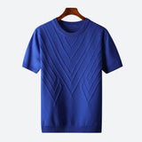 Texturierter Strick T-Shirt Herren | Struktur-Design & Atmungsaktiver Komfort – Blau