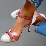 Barbara | Damen Klassische Pumps mit Schleifenriemen und mittlerem Absatz – Weiß