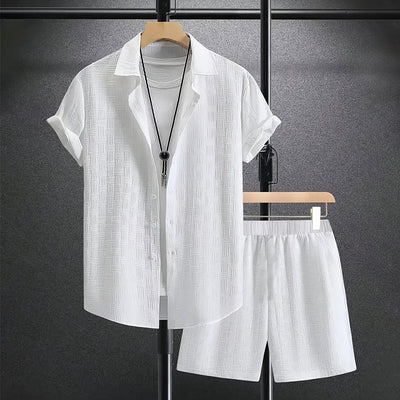 Herren Elegante Button-Down Hemd Und Shorts Set | Zweiteilig