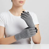 Thermische gestrickte Handschuhe mit Touchscreen und rutschfester Fläche – Hellgrau