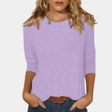Top Damen | Weiches Dreiviertelarm-Shirt & Zeitloses Rundhals-Basic – Lila
