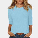 Top Damen | Weiches Dreiviertelarm-Shirt & Zeitloses Rundhals-Basic – Blau