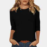 Top Damen | Weiches Dreiviertelarm-Shirt & Zeitloses Rundhals-Basic – Schwarz
