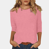 Top Damen | Weiches Dreiviertelarm-Shirt & Zeitloses Rundhals-Basic – Rosa