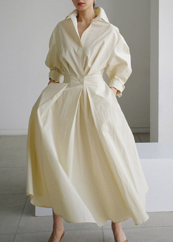 Hannelore - Elegantes Damenkleid aus Baumwolle mit Peter-Pan-Kragen und Taschen