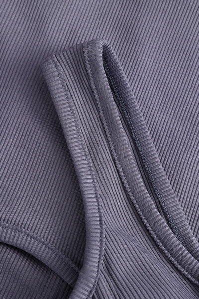 Justine | Grau Ärmelloses geripptes klassisches Korsett-Top