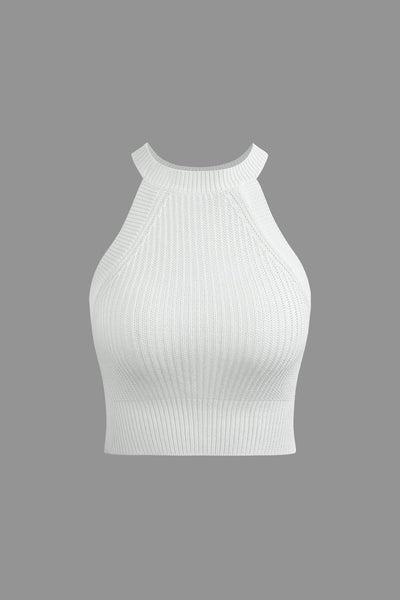 Elise | Racerback Bodycon Geripptes hochgeschlossenes Crop-Top
