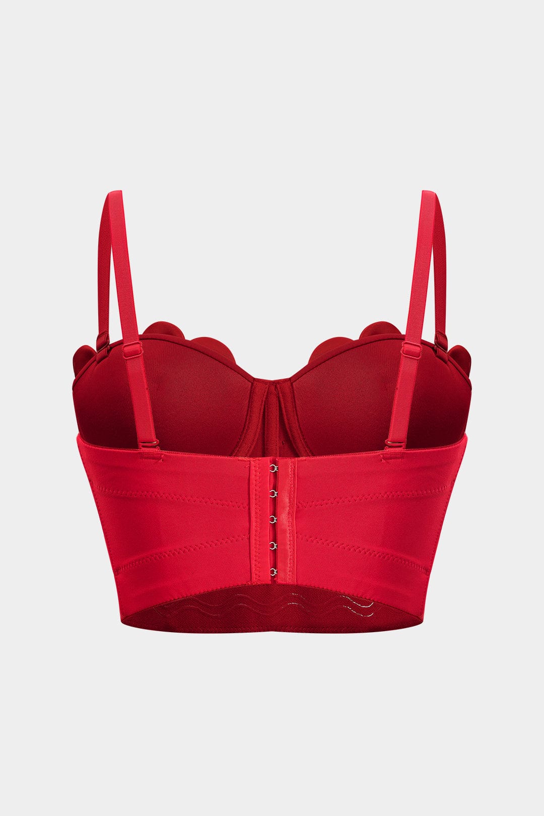 Kristina | Rot Romantisches Bustier-Top mit 3D-Blumen & Strassdetails