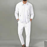 Trainingsanzug Herren | Freizeitanzug Herren | Reißverschluss-Jacke & Kordelzug für klaren Look – Weiß