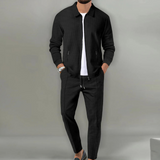 Trainingsanzug Herren | Freizeitanzug Herren | Reißverschluss-Jacke & Kordelzug für klaren Look – Schwarz