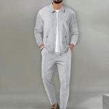Trainingsanzug Herren | Freizeitanzug Herren | Reißverschluss-Jacke & Kordelzug für klaren Look – Grau