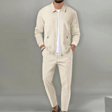 Trainingsanzug Herren | Freizeitanzug Herren | Reißverschluss-Jacke & Kordelzug für klaren Look – Beige