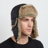 Trappermütze mit Ohrklappen - winddicht und warm – Schwarz