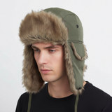 Trappermütze mit Ohrklappen - winddicht und warm – Grün