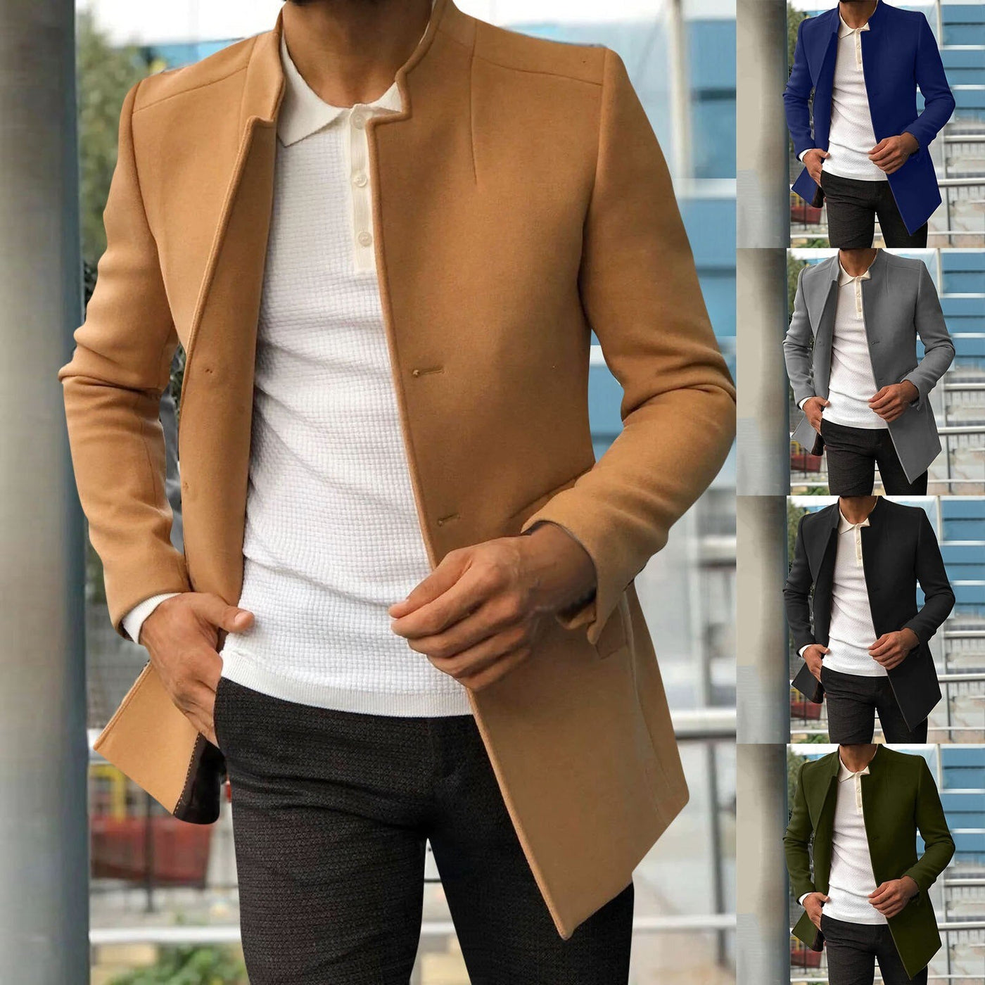 Trenchcoat - Eleganter einreihiger kurzer Trenchcoat für Herren