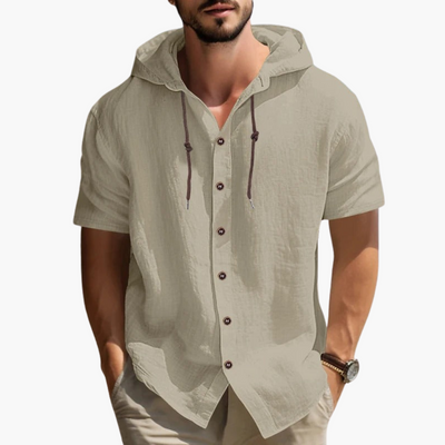 Bequemes Sportliches Herren Kapuzenhemd Kurzarm