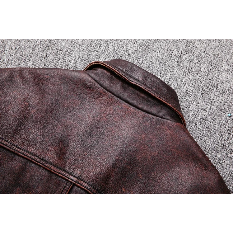 Elegante Herren-Echtlederjacke mit Reißverschluss und Knöpfen