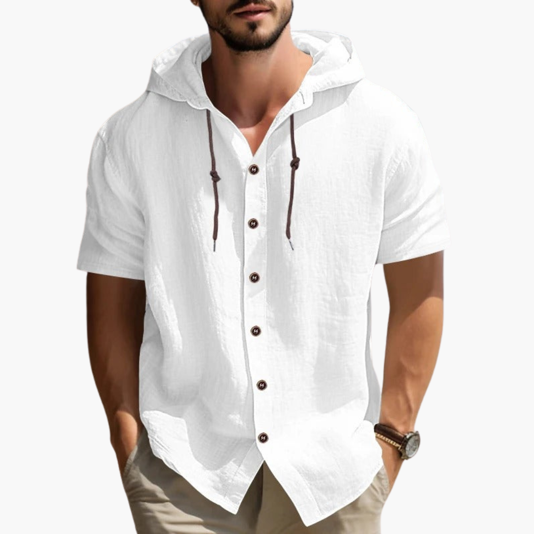 Bequemes Sportliches Herren Kapuzenhemd Kurzarm