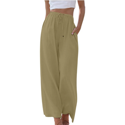 Elegante Damen Stoffhose aus Baumwolle und Leinen