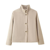 Übergangsjacke Damen | Jacke Damen | Stehkragen für eleganten Schutz – Khaki