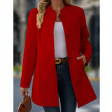 Übergangsjacke Damen – Kurzmantel mit Stehkragen & Knöpfen – Rot