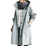 Übergangsjacke Damen | Lange Jacke Damen | Kapuze & Knopfleiste für flexiblen Schutz – Hellblau
