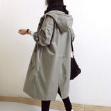 Übergangsjacke Damen | Lange Jacke Damen | Kapuze & Knopfleiste für flexiblen Schutz – Grau