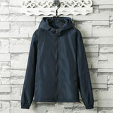 Übergangsjacke Damen | Regenjacke Damen | Kapuze & Kordelzug gegen Wind – Dunkelblau
